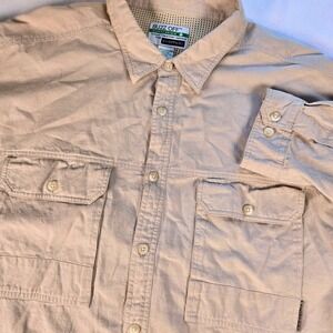 ExOfficio Buzz Off Insect Shield Khaki‎ Safari Fishing Shirt Mens XXL